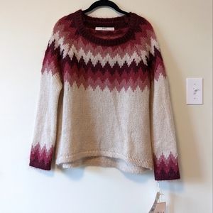 BNCI Boundless North Clothing NWT sweater in cream, mauve, rose and burgundy S
